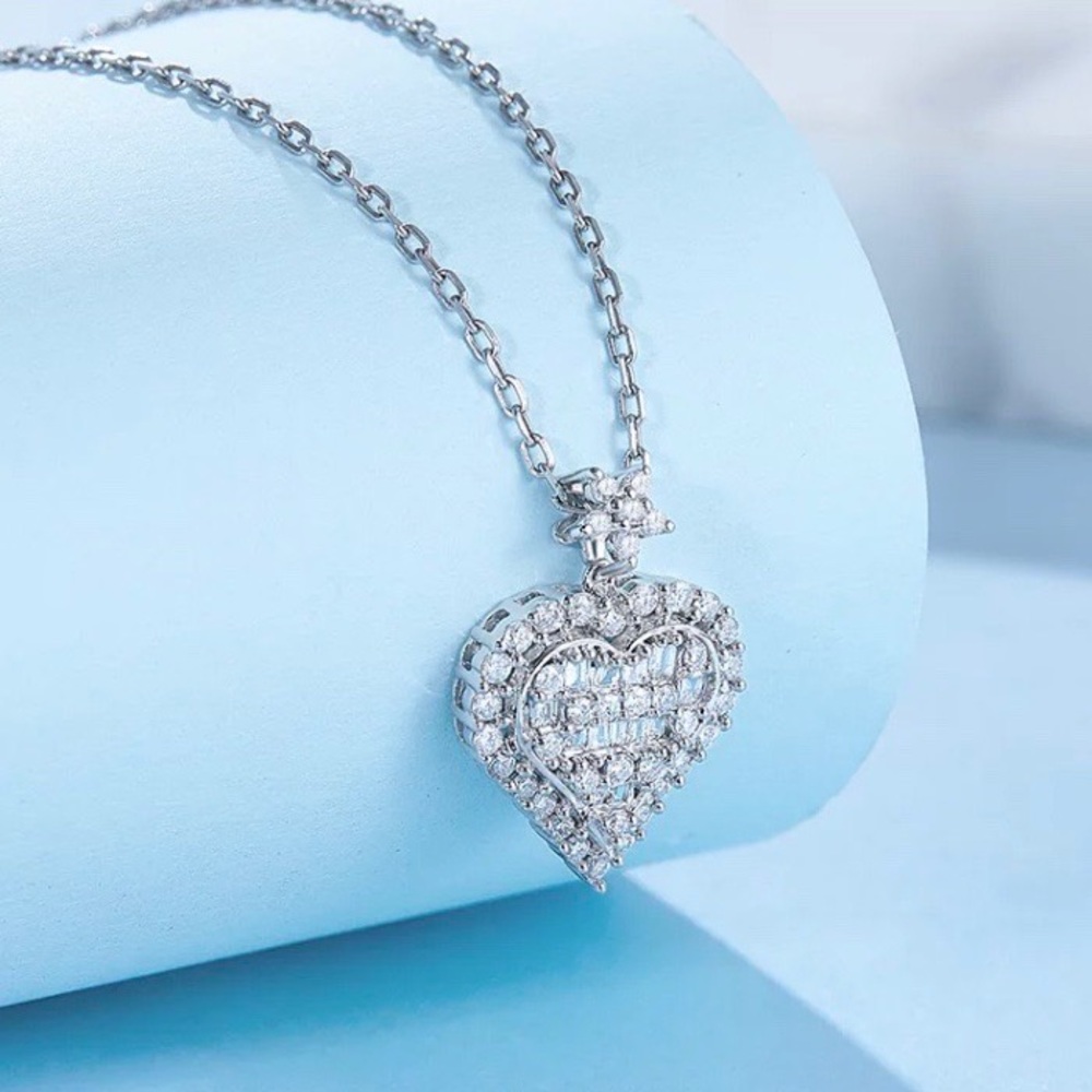 NEW 925 STERLING SILVER DIAMOND PENDANT NECKLACE - Picture 7 of 9